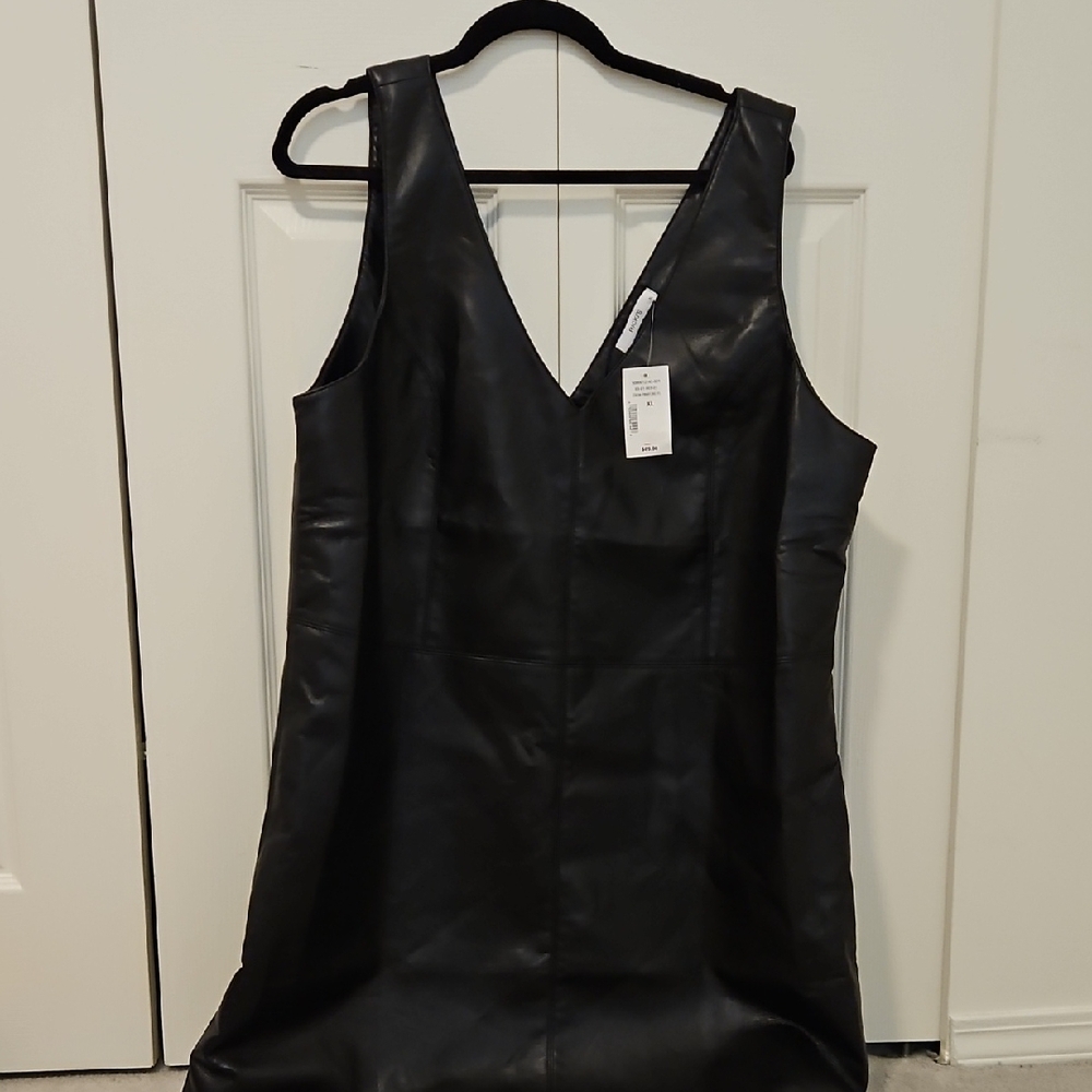 Ricki's Black Faux Leather V-Neck Mini Dress